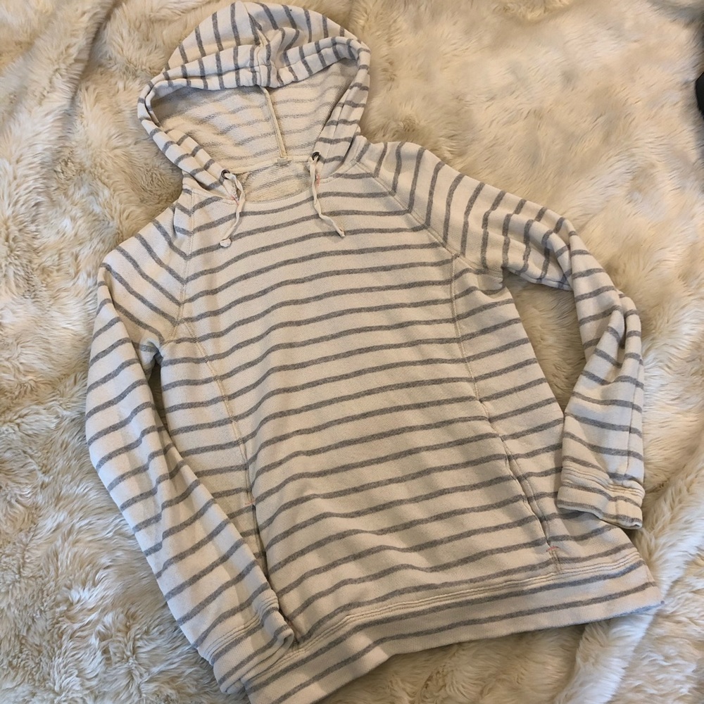 J. Crew white and gray striped hoodie